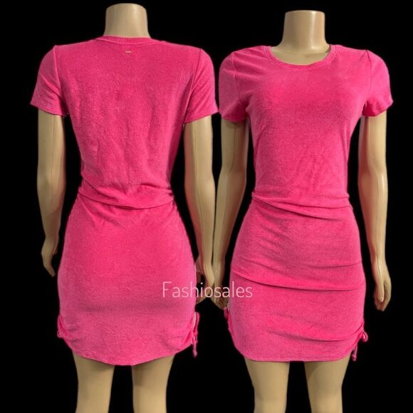 PINK Victoria's Secret Sweaters - Victorias Secret Pink Beach Terry Ruched Sides Dress Pink